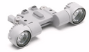 
Angled side and front view of the drone spotlight module on a white background, highlighting its powerful lens and sleek, streamlined design for enhanced wildlife tracking and deer recovery operations.