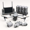 DJI Matrice 4T thermal drone bundle with spotlight, speaker, remote controller, four batteries, and charging hub on a white background.