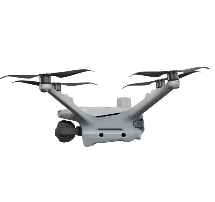 DJI Matrice 4TD fixed-arm thermal drone side view showing multi-sensor gimbal and low-noise propellers