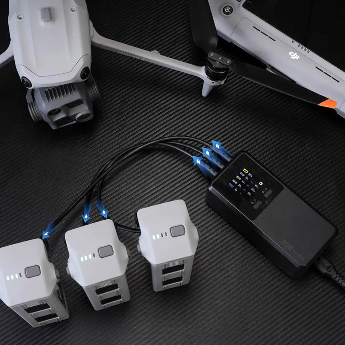 DJI Matrice 4 Series batteries charging with Covert PowerHub 200W Smart Charger