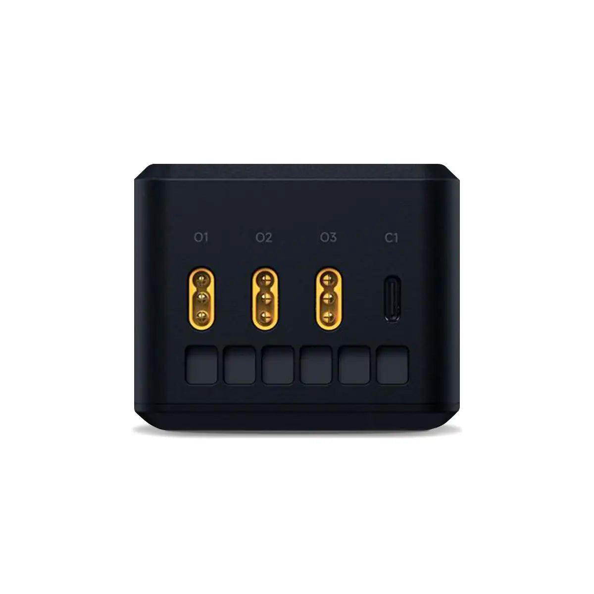 Front view of Covert PowerHub Charger showing three battery output ports and USB-C port for DJI Matrice 4 Series