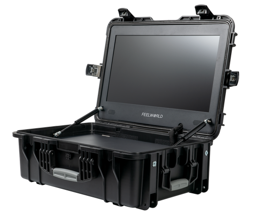 Covert Tactical Vision 21.5” Field Monitor shown open on a white background, showcasing its high-definition display and rugged tactical-grade design.