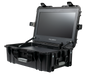 Covert Tactical Vision 21.5” Field Monitor shown open on a white background, showcasing its high-definition display and rugged tactical-grade design.