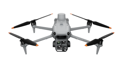 Front angle of the DJI Matrice 4T drone, highlighting its propellers and advanced features for wildlife tracking and deer recovery.