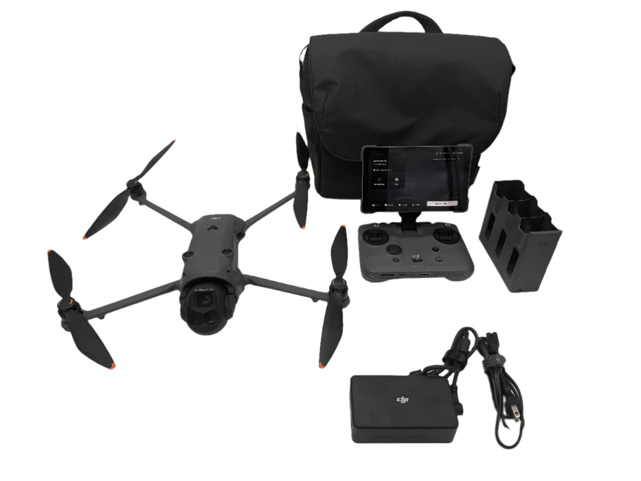 DJI Mavic 4 Pro Creator Edition bundle with drone, carry bag, multi-charger, battery charger, and remote controller